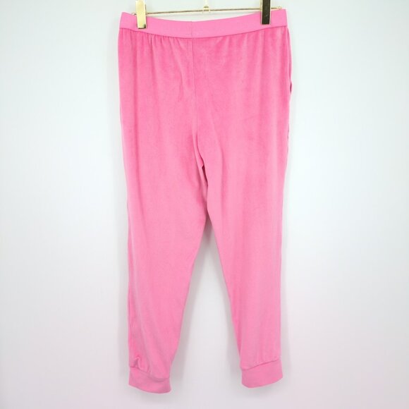 Juicy‎ Couture Pink Velour Sleep Pants M Logo Waist Y2K Lounge Cozy Soft Barbie - Picture 2 of 6